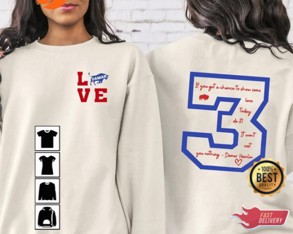 Buffalo Bills Love 3 Two Sides Shirt