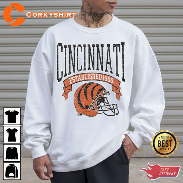 Cincinnati Est. 1968 Vintage Cincinnati Bengals Shirt Gift for Fans - Happy  Place for Music Lovers