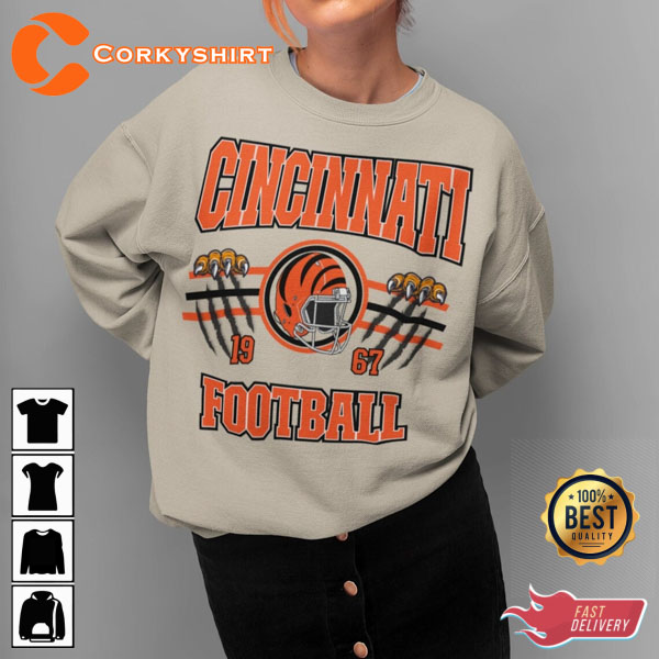 Cincinnati Bengals Football With Tiger's Claw Design Vintage Unisex Shirt -  Corkyshirt