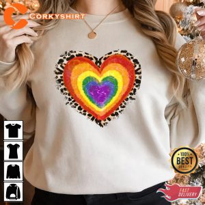 Colorful Heart and Leopard Happy Women Valentines Day Heart Unisex Sweatshirt