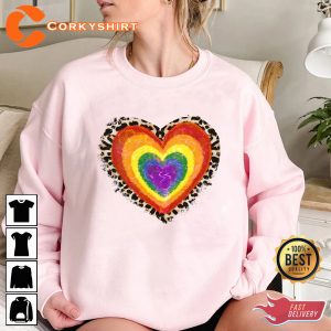 Colorful Heart and Leopard Happy Women Valentines Day Heart Unisex Sweatshirt