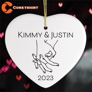 Couple Hand In Hand Outline Personalized Ornament