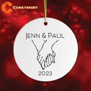 Couple Hand In Hand Outline Personalized Ornament