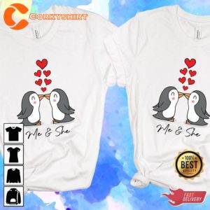 Cute Penguin Matching Couple Valentines Day Unisex Sweatshirt