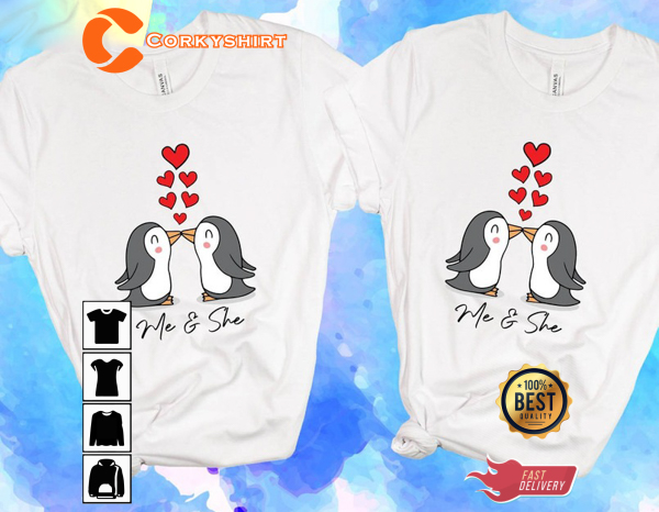 Cute Penguin Matching Couple Valentines Day Unisex Sweatshirt