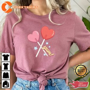 Cute Valentines Day Candy Lollipop Long Unisex T-Shirt Design