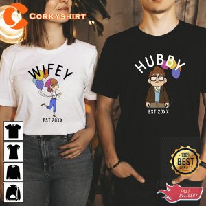 Disney Couples Wifey and Hubby Carl And Ellie Shirt