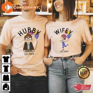 Disney Couples Wifey and Hubby Carl And Ellie Shirt