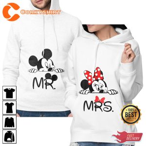 Disney Mr and Mrs Mickey & Minnie Gift for Couple Disney Hoodie
