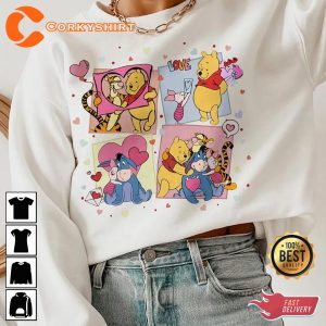 Disney Valentine Pooh Bear And Friend Valentine’s Day Unisex Graphic Sweatshirt