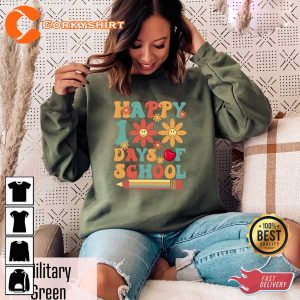 Floral Happy 100 Days Of School Cute Kindergarten Teacher Gift Sweatshirt