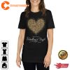 Gold Glitter Heart Women Valentines Day Unisex Graphic T-Shirt