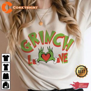 Grinch Heart Hands Whoville Heart Hands Funny Christmas Love Valentine Shirt