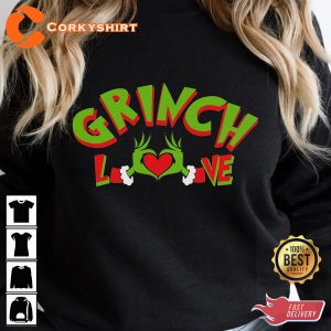 Grinch Heart Hands Whoville Heart Hands Funny Christmas Love Valentine Shirt