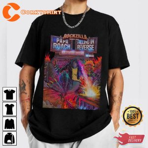 HOT TOUR Rockzilla 2023 Concert Falling In Reverse Papa Roach Bad Wolves Shirt