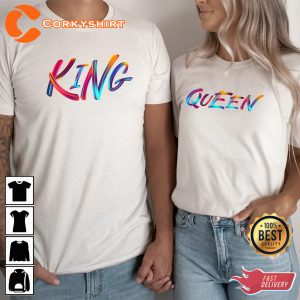 Happy Women Valentines Day Couples Matching King Queen Gifts for Him Her T-Shirt
