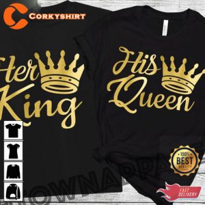 Her King And His Queen Happy Valentines Day Couples Unisex T-shirt