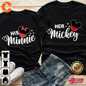 Her Mickey His Minnie Lovely Honeymoon Love Disney Couples T-Shirt