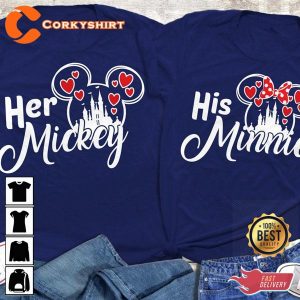 Her Mickey and His MInnie Valentine's Day Disney Couple T-Shirt