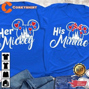 Her Mickey and His MInnie Valentine’s Day Disney Couple T-Shirt