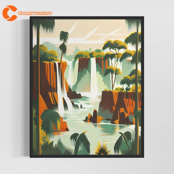 Iguazu Falls Retro Design Poster