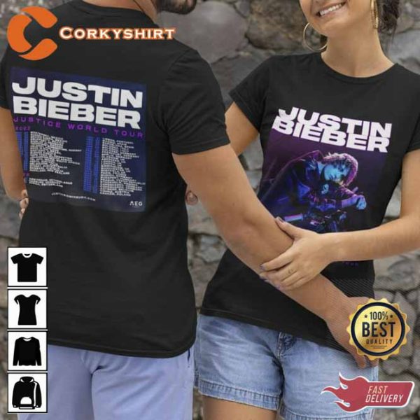Justice World Tour 2023 Bieber Justin Bieber 2 Side T-Shirt