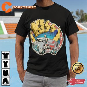 KISS Band in Da Van Cartoon Style Unisex Printed T-Shirt Design