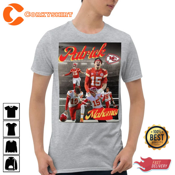 Next Play Tees Kansas City Chiefs QB Patrick Mahomes Character Football Heather Gray Sublimated T-Shirt XL