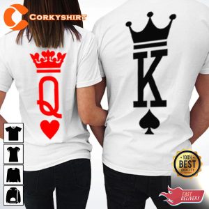 King and Queen Couples King Queen Set Couple Matching Valentines Day T-Shirt