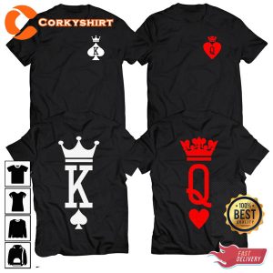 King and Queen Couples King Queen Set Couple Matching Valentines Day T-Shirt
