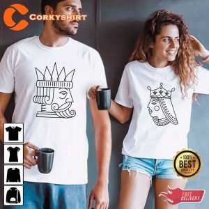 King n Queen Cute Couple Funny Matching Couples Valentines Day T-Shirt