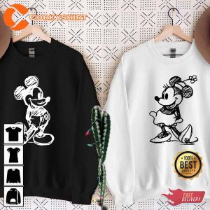 Mickey Minnie Sketch Vintage Mickey Minnie Disney Couple Sweatshirt