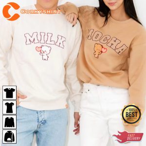 Milk and Mocha Bear Cute Mocha and Milk Bear Valentines Couple T-Shirt