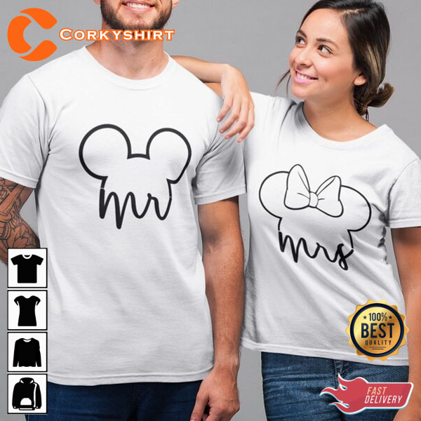 Mr Mrs Ears Disney Matching Funny Couples Honeymoon Hoodie