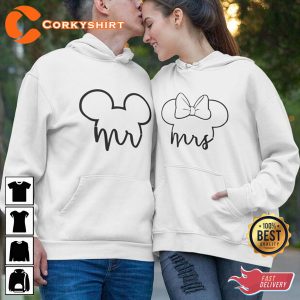 Mr Mrs Ears Disney Matching Funny Couples Honeymoon Hoodie