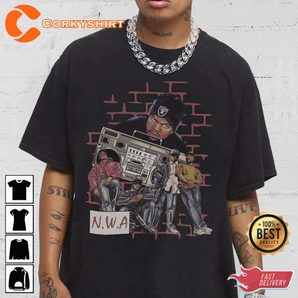 Erasure utilgivelig sammensnøret NWA Shirt Streetwear Hip Hop 90s Vintage Retro Graphic Tee - Corkyshirt
