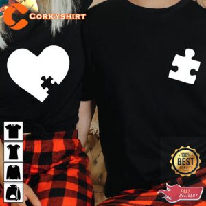 Puzzle Couple Funny Heart Couple Gift for Valentines Day T-Shirt