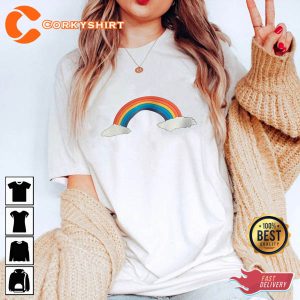 Rainbow Cute Crop Flowy Cute Rainbow LGBT Pride T-Shirt