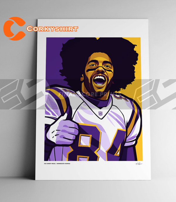 Randy Moss Poster Minnesota Vikings Football Fans Art Drawing Print Fast  Ship