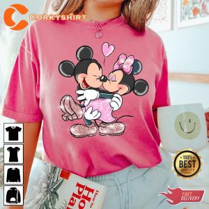 Retro Groovy Mickey And Minnie Valentines Cute Gift For Couples T-Shirt