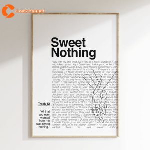 SWEET NOTHING Lyrics Poster Midnights Merch Taylor Swift Poster Home Decor