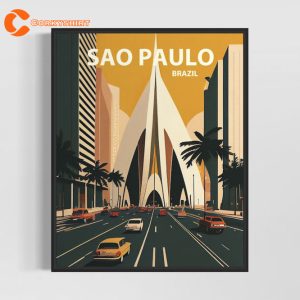Sao Paulo Brazil Retro Art Print Sao Paulo Vintage Minimal Design Poster