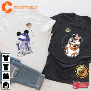 Star Wars Mickey Minnie Honeymoon Star Wars Disney Valentines Couple T-Shirt