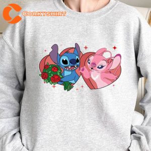 Stitch And Angel Pocket Disney Couple Unisex Long Sleeve Sweatshirt