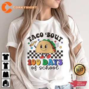 Taco Bout 100 Days of School Happy 100 days Retro Taco Teacher Gift T-Shirt