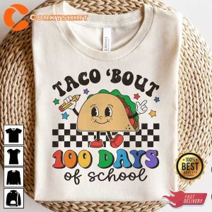 Taco Bout 100 Days of School Happy 100 days Retro Taco Teacher Gift T-Shirt