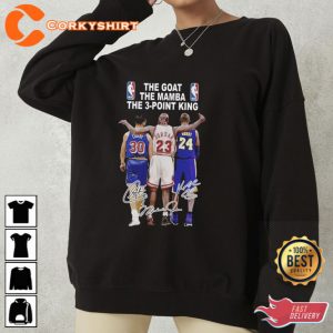 The 3-point King Stephen Curry Michael Jordan Kobe Bryant Signed T-Shirt