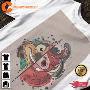 Timon and Pumbaa Gift for Friends Funny Cartoon Stytle Unisex T-Shirt