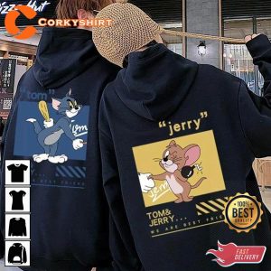 Valentine Couple Hooded Tom and Jerry Printed Cartoon Characters Hoodie