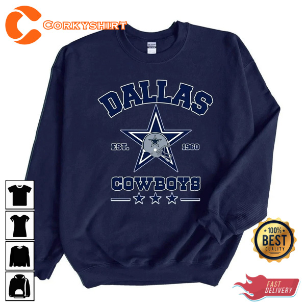 Dallas Cowboys Sweatshirt Vintage Style Dallas Football EST 1960